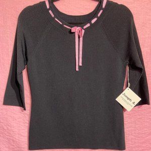 NWT~Joseph A.~Women~ Paris, London, N.Y.~ Black & Pink Ribbon Pullover Sweater~